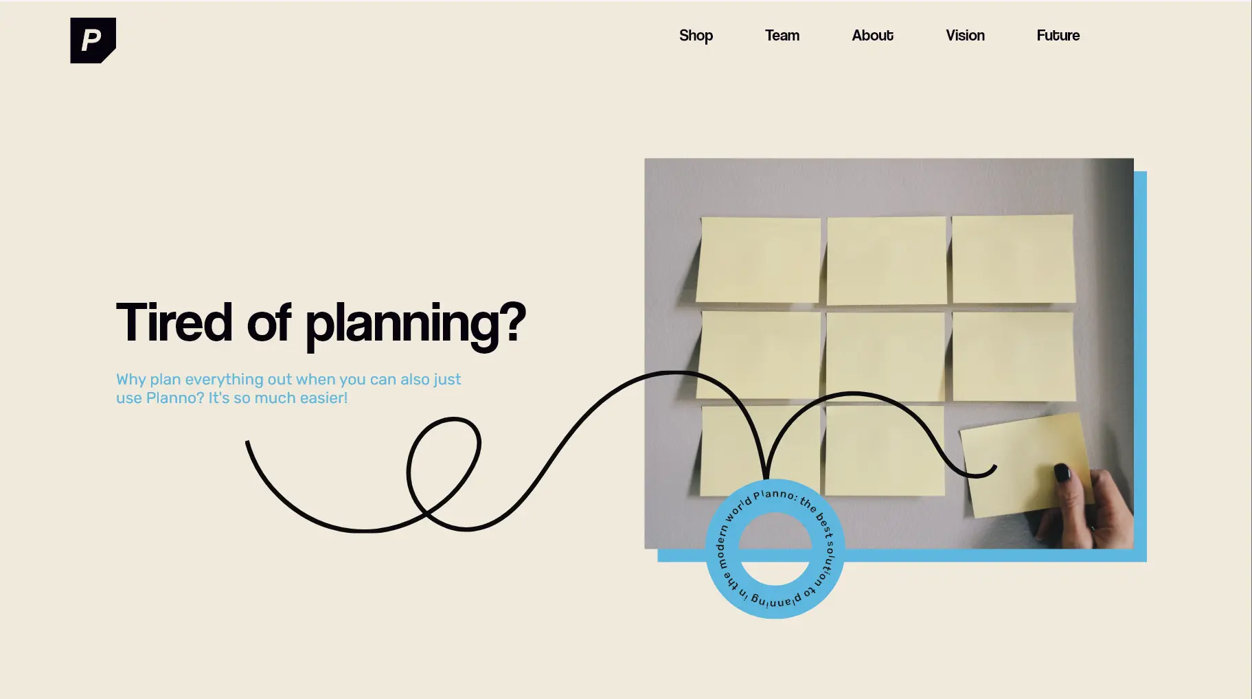 Conceptual website header for a digital planning service (2022)