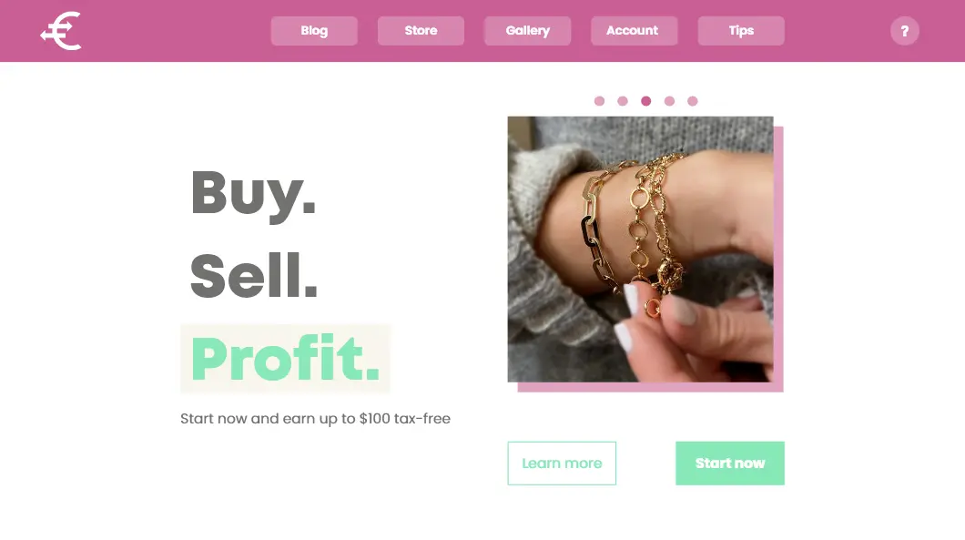 Conceptual website header for a jewelry broker platform (2022)